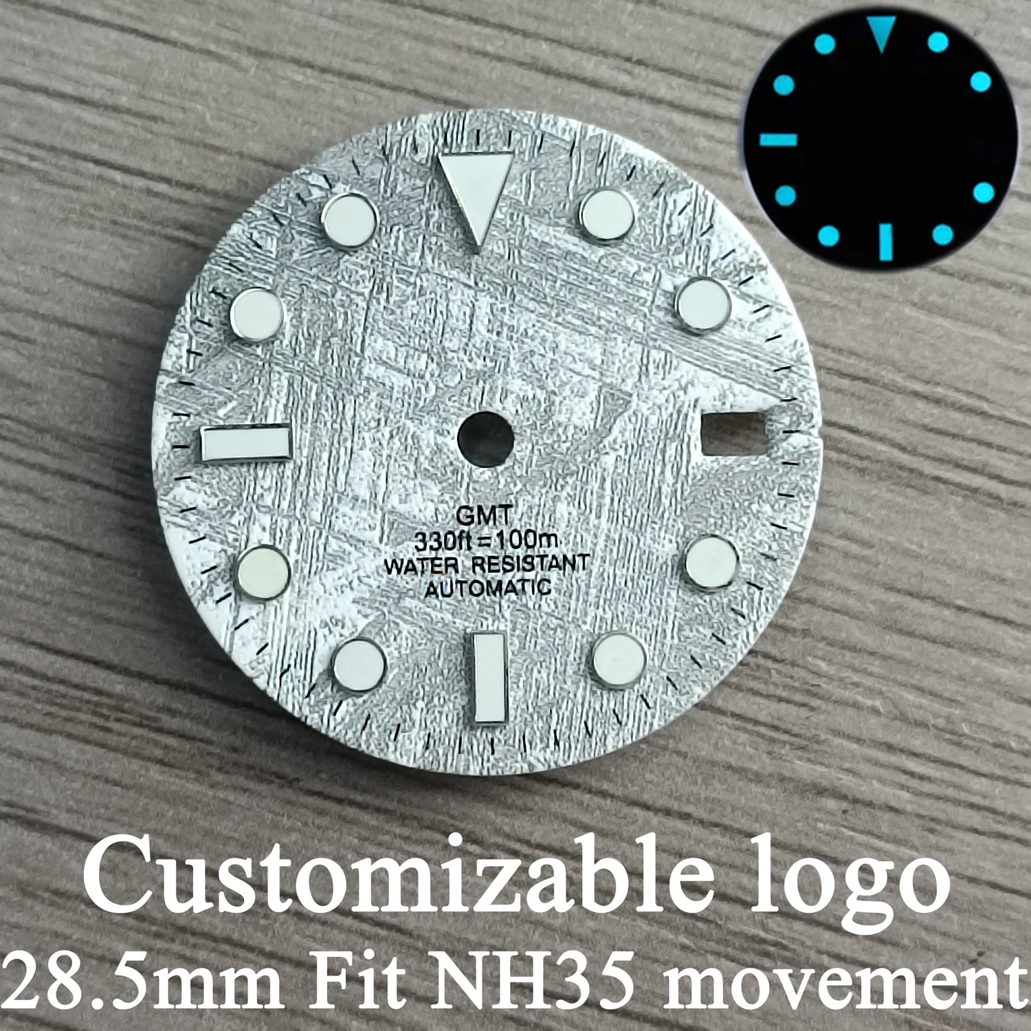 28.5mm GMT Watch Dial Watch Face Fit NH34 NH35 NH36 Movement Super Bright Night Glow Accessories Single Calendar Customize Logo