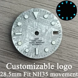 28.5mm GMT Watch Dial Watch Face Fit NH34 NH35 NH36 Movement Super Bright Night Glow Accessories Single Calendar Customize Logo