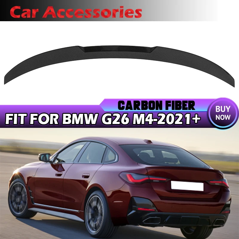 

For 2021-2023 BMW 4 Series G26 I4 Gran Coupe 4DR 430i Carbon Fiber Look Rear Trunk Spoiler Lip Wing M4/PSM Style Car Accessories