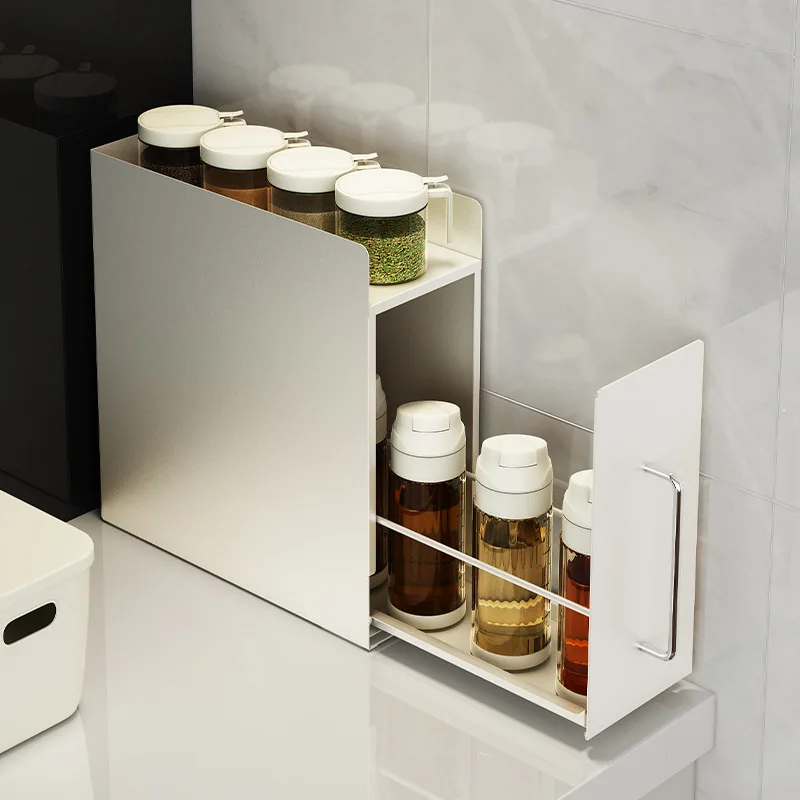Kitchen Seasoning Storage Cabinet, Storage Rack, Countertop Dust Rack, Floor-to-ceiling Storage Artifact Next To Microwave