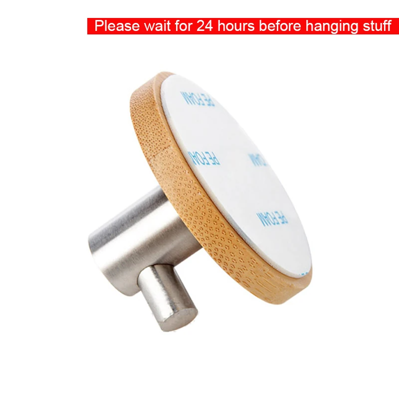 Wood Grain Self-adhesive Stainless Steel Hook Wall Hanging Pocket Headphone Key Hook Kitchen Bathroom Door Towel Anti-rust Shelf