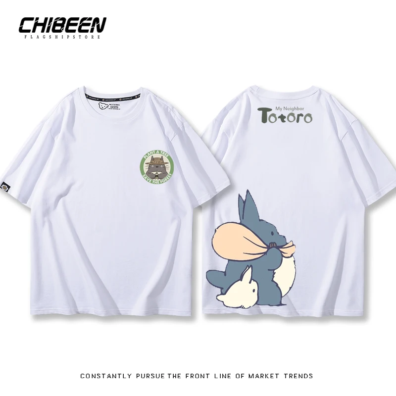 Camiseta de algodón 100% de Anime My Neighbor Totoro, Tops a la moda para parejas, novedad de verano, ropa informal de calle de manga corta para hombres