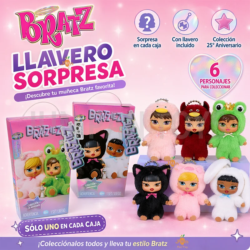 Original Bratz Bratziez Iconz Series Caja Sorpresa Colgante de Peluche Misterioso Llavero Mini Muñeca Coleccionable Regalo Sorpresa Juguete
