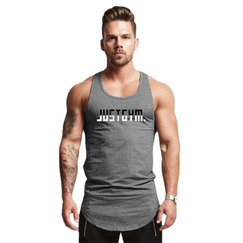 

Muscleguys Brand Gym Sports Bodybuilding Fitness Summer Breathable Casual O-neck Letter Printed Mens Streetwear Tank Top