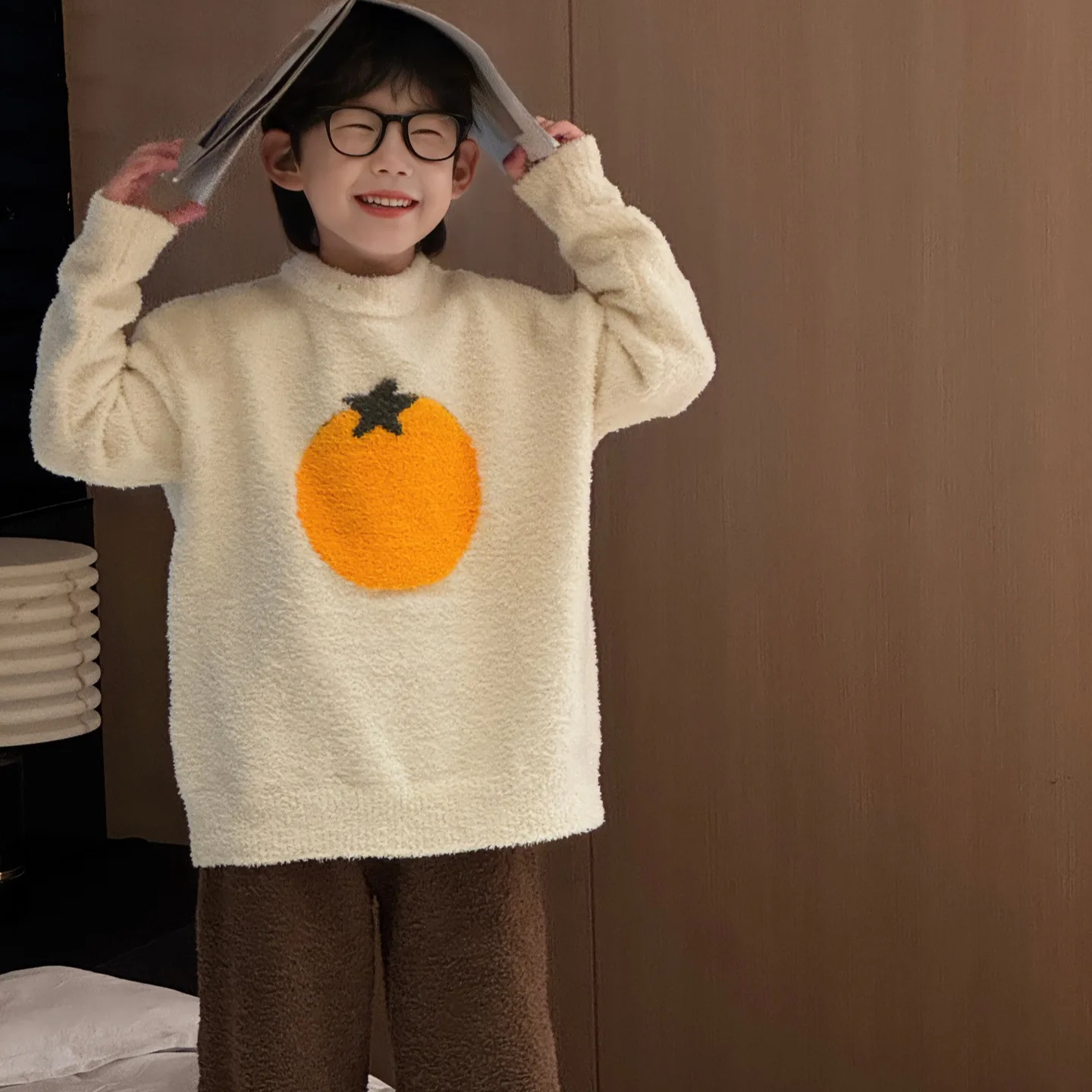 Autumn Winter Children Boy 2PCS Pajamas Clothes Set Loungewear Thicken Bear Spliced Kid Boy Top Striped Pants Toddler Boy Outfit