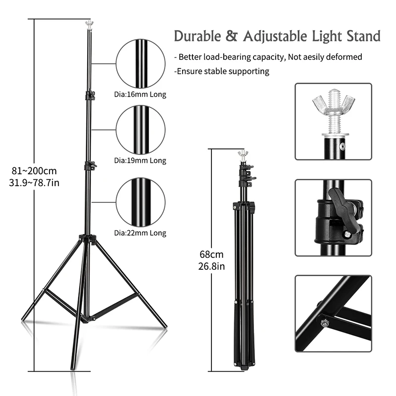 T-shaped Background Photography Backdrop Stand Adjustable Support System Photo Studio for Non-Woven Muslin Backdrops With Clip