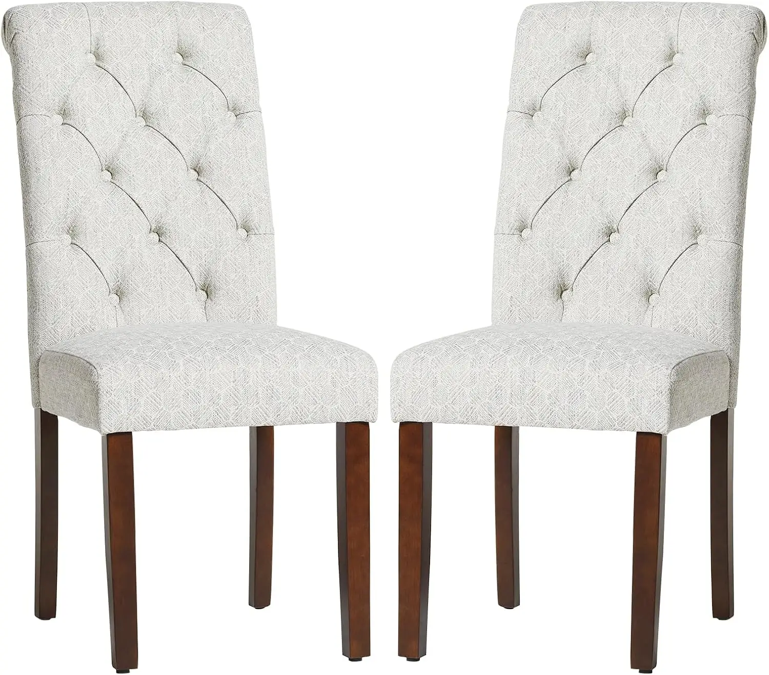 

Button Tufted Dining Chairs Set of 2, Parsons Upholstered Fabric Dining Room Chairs Kitchen Chairs with Wood Legs and Pad