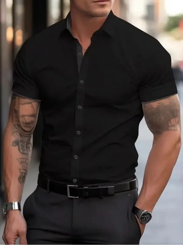

Summer Printed ort Sve Men's irt Skin-friendly Breathable Stand Fit Polyester Casual Faion Youth Polyester Blend