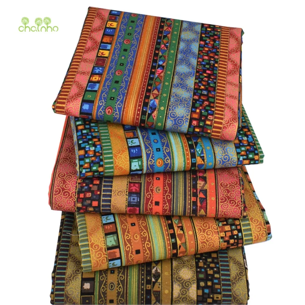 Chainho,Print Cotton Linen Fabric,Zakka Bronzing Style,DIY Quilting & Sewing,Sofa,Table Cloth,Bag,Cushion Material,5 Desings