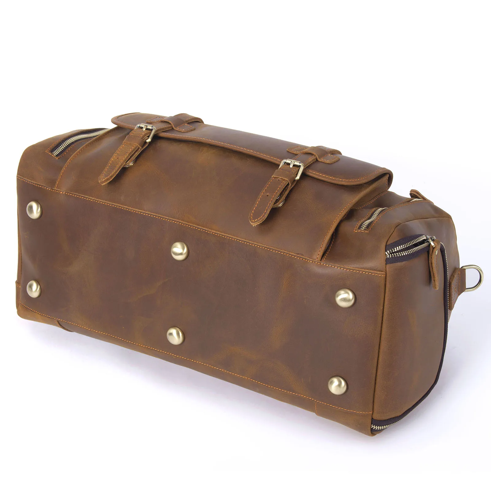 S.WORKER Echtleder-Reisetasche Klassische Vintage Vollnarbenleder-Reisetasche Wochenendtasche Sporttasche Handtasche – Detail 11