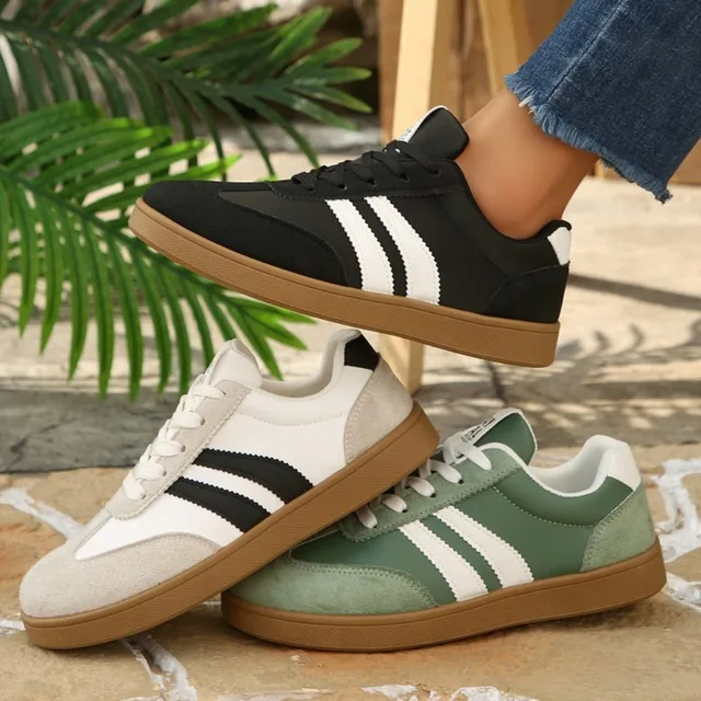 2026 New Lightweight Comfortable Sneakers for Women Fashion Striped Lace Up Sports Shoes Woman Casual Breathable Green Sneakers