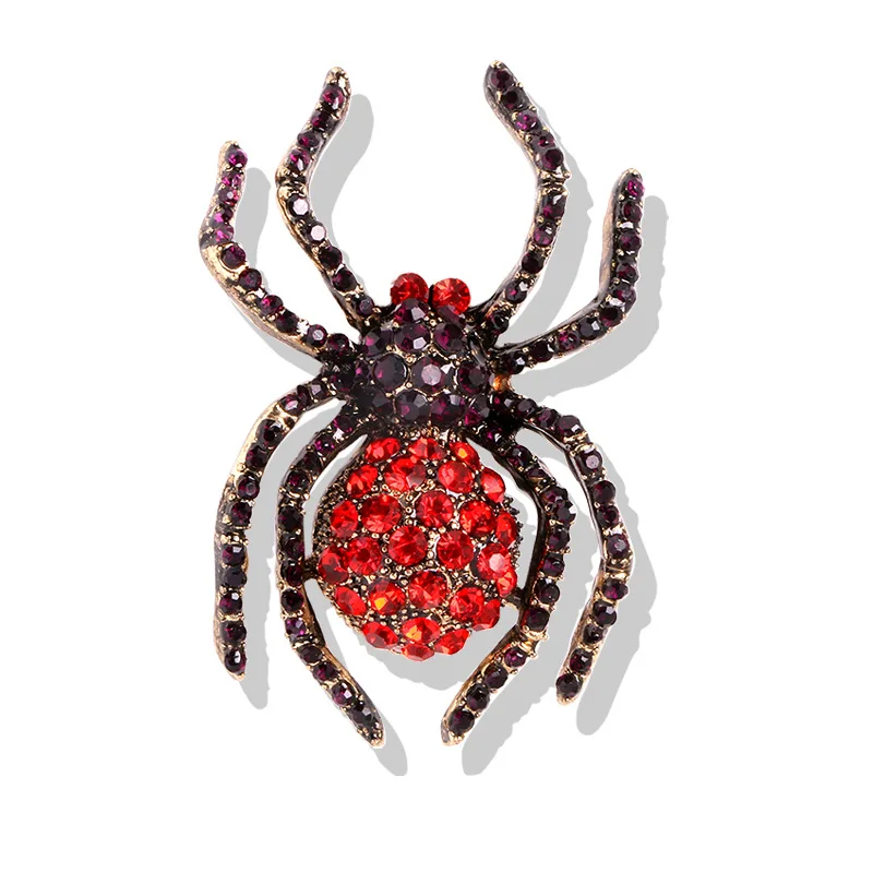 Exagerado Broche Vintage Spider Brilhante Strass, Halloween Criativo Animal Inseto Acessório Roupas de Luxo, Pin Presente