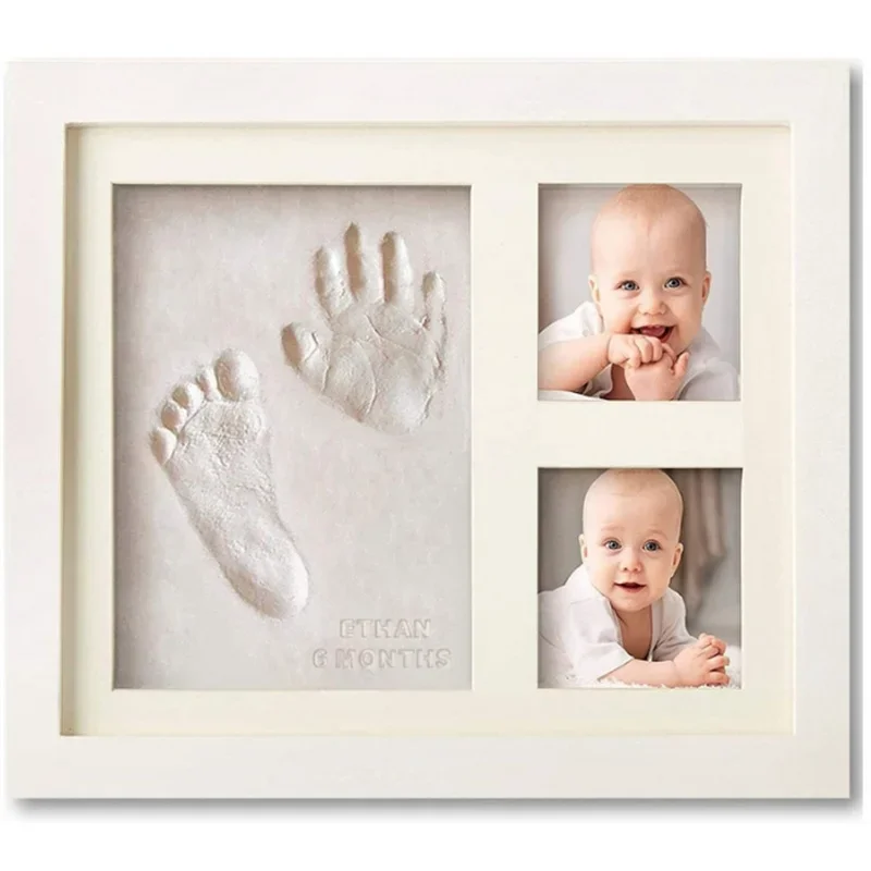 1 Set Non-toxic Baby Souvenirs Baby Milestone Decor Gift Newborn Baby Hand Foot Print DIY Photo Frame With Mold Clay Imprint Kit