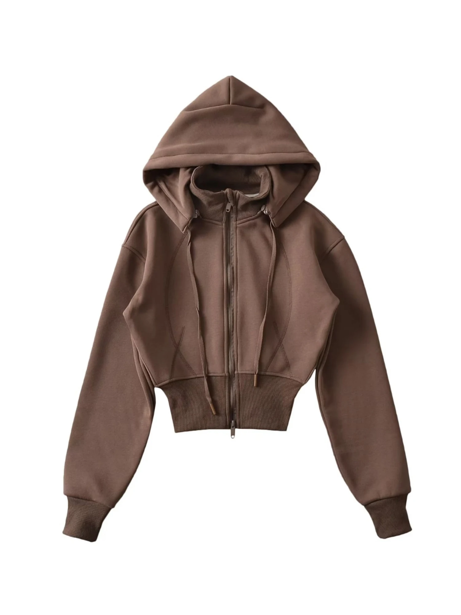 المرأة المشمش اقتصاص البلوز خمر Harajuku Y2k سحابات أكمام طويلة البلوز البلوز قمة 2000s موضة الملابس الخريف