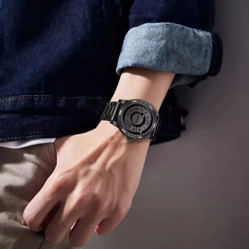 DOM 1726 Design créatif montre pour hommes à Quartz Concept de boule magnétique à la mode Cool à la mode minimaliste montre à Quartz étanche