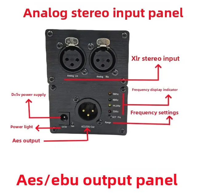 AES/EBU Analog to Digital Audio Converter, Digital Audio Encoder, Balanced Stereo with Adjustable Output