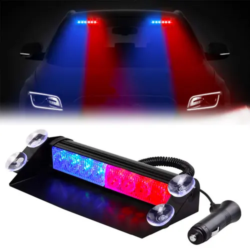 Imagen 1 del producto Luces LED de policía para coche, luz estroboscópica de 12V, lámparas de señal de emergencia, luz de advertencia, iluminación Flash para parabrisas intermitente para camión, 8 Leds