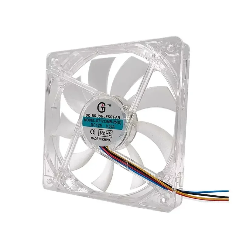 GT 12020 12 cm Cooling Fan for Computer Case Motherboard with 3 Pin and 4 Pin Speed Control 12 V Transparent White