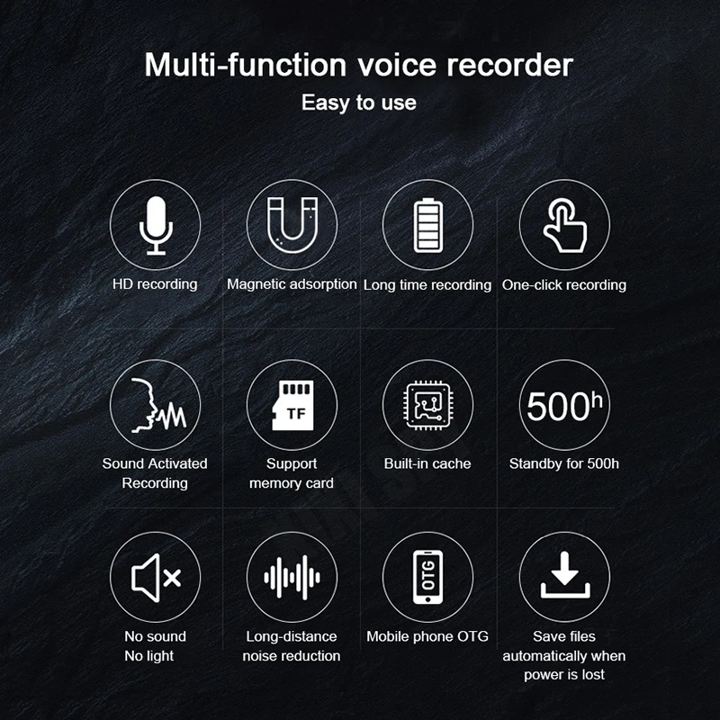 Mini voice activated recorder 500hours digital recording device professional sound dictaphone audio micro record portable small