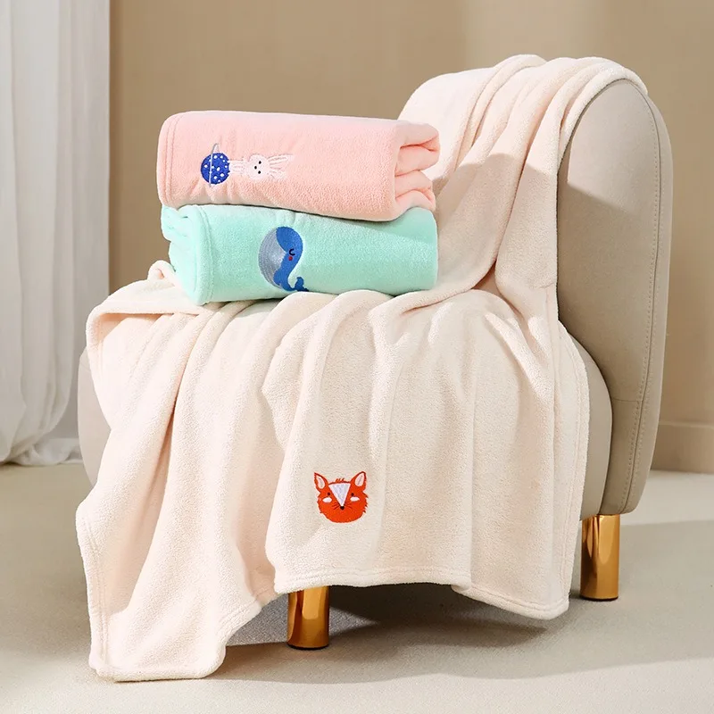 1pcs cartoon baby bath towel coral velvet soft absorbent non-fluffy baby bath supplies