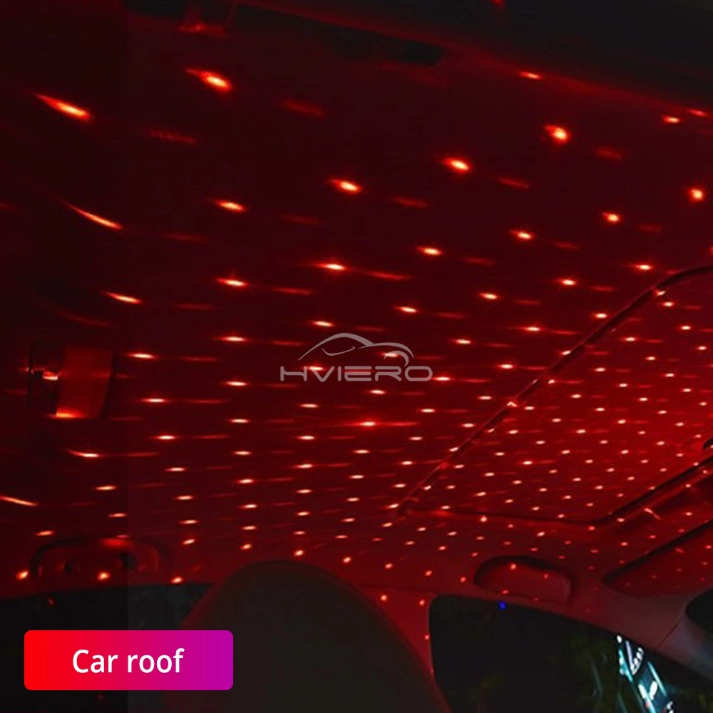 1 Buah Lampu Suasana USB Otomatis Lampu Baca Langit-langit Bintang Dekoratif Proyeksi Laser Led Merah Lampu Baca Kubah Interior Atap Bagasi Mobil