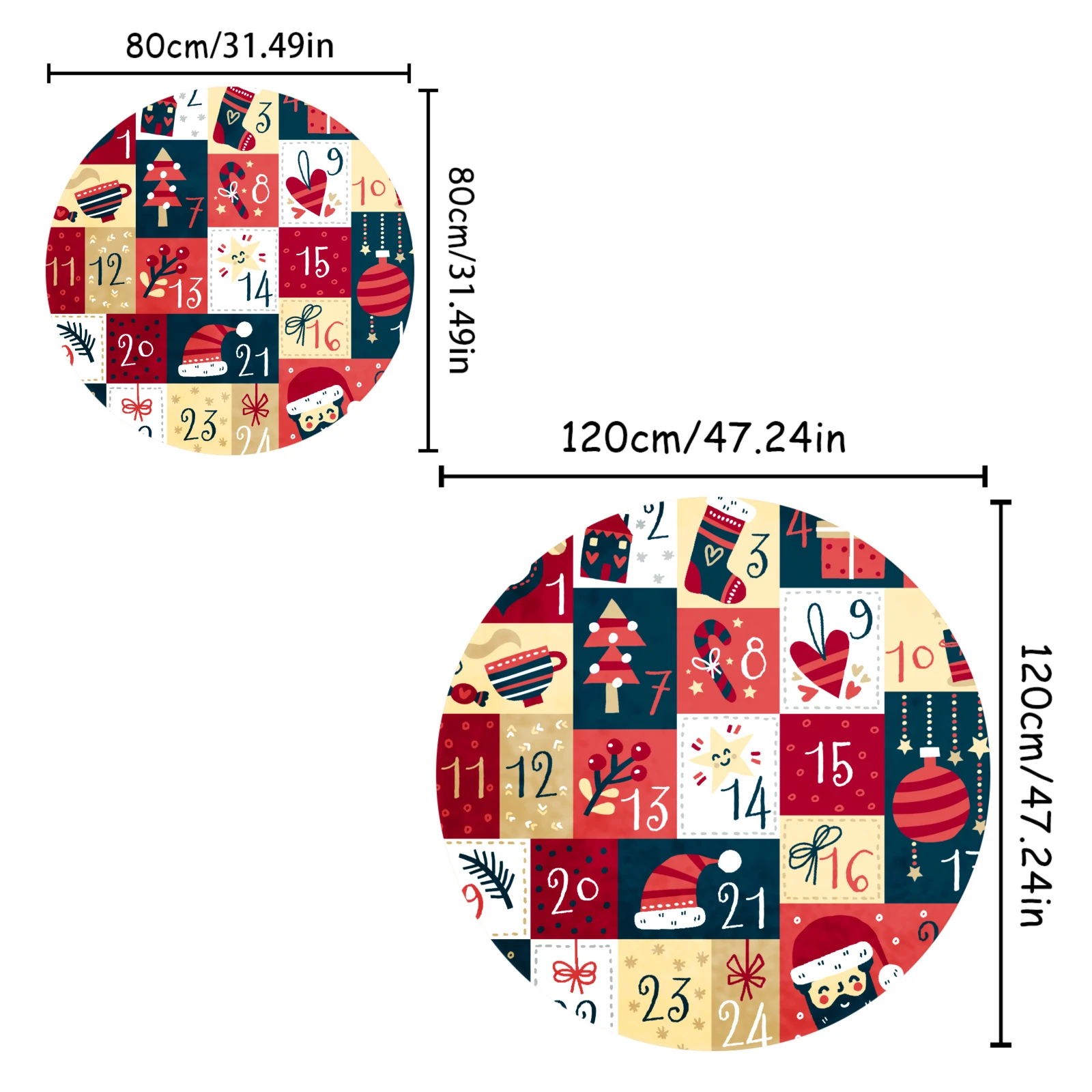 2026 Weihnachtsteppich, runder Teppich, weicher Flanellteppich für Sofa, Zimmer, rutschfester Weihnachtsteppich für Heimdekoration, Geschenk für 2026 Weihnachten – Detail 4