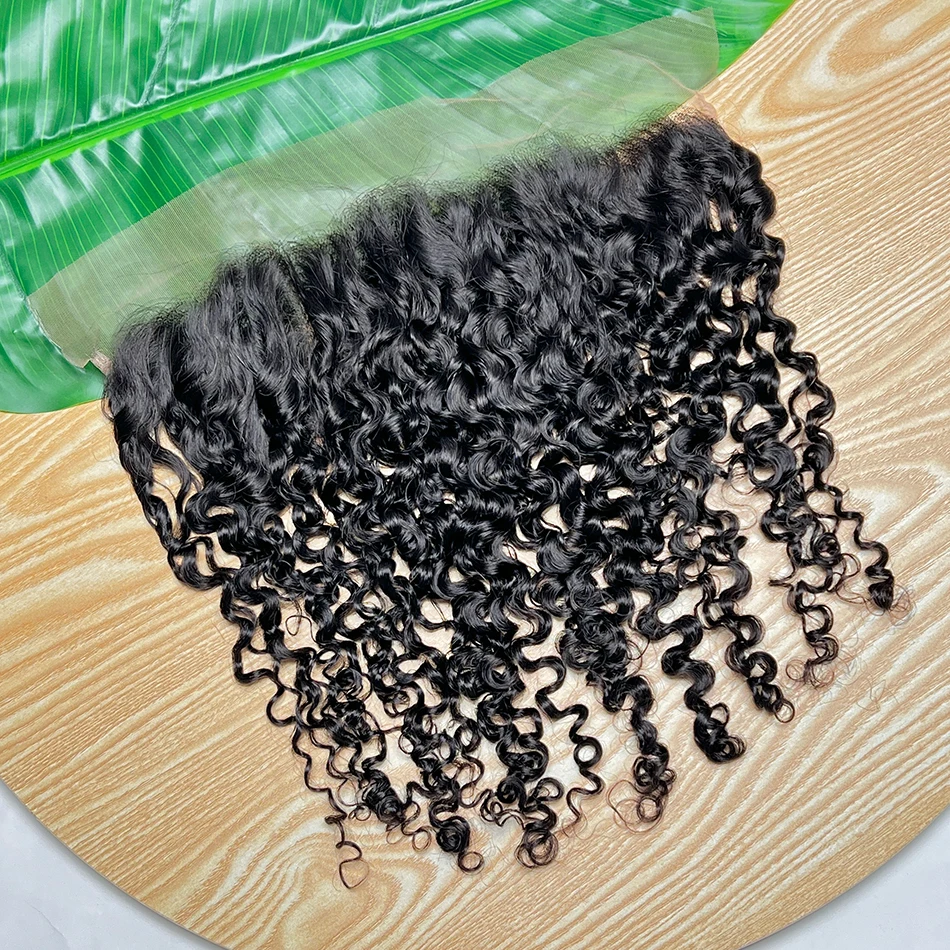 13x4 Transparent Lace Frontal Burmese Curly Human Hair Natural Color Preplucked Bleached Knots Invisible Lace Raw Virgin Hair