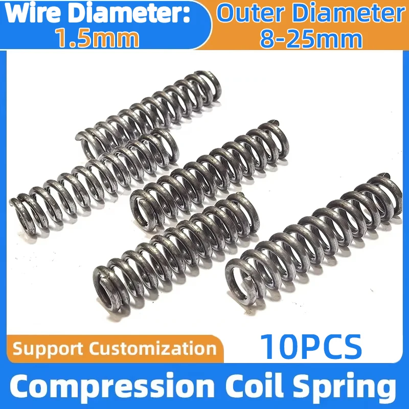 10PCS Wire Diameter 1.5mm 65Mn Cylidrical Coil Compression Spring Return Release Pressure Spring Steel Coils Compressed Springs