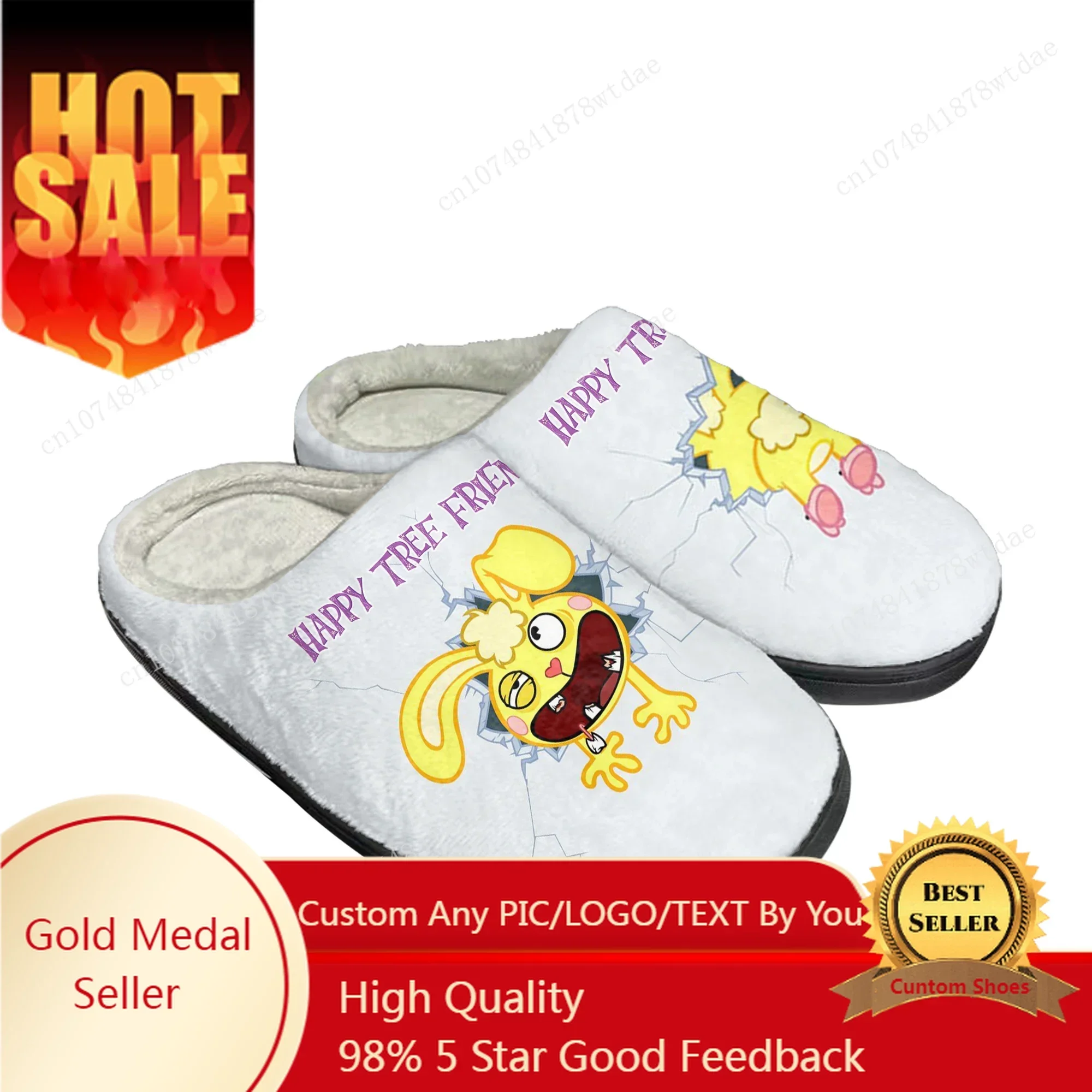 

Happy Tree Friends Home Cotton Slippers Mens Womens Cuddles Plush Bedroom Casual Keep Warm Shoes Custom Thermal Indoor Slipper