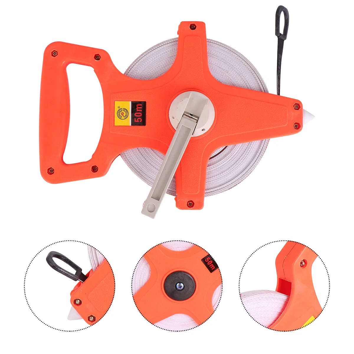 

50M Hand Crank Rugged Engineering Measurement Ruler Durable Fiberglass Reel Tape For Building Survey Athletic Fields Industrial