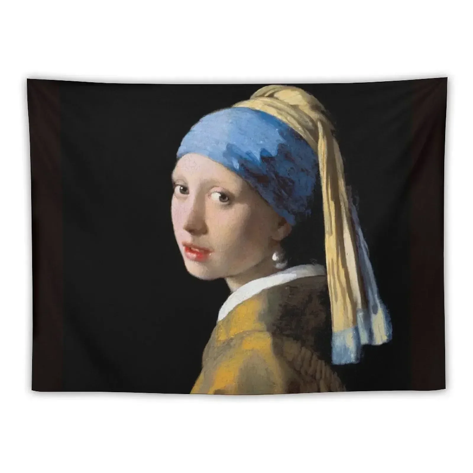 

VERMEER : Vintage 1700 Girl With A Pearl Earring Painting Print Tapestry Bathroom Decor Bedroom Decor Tapestry