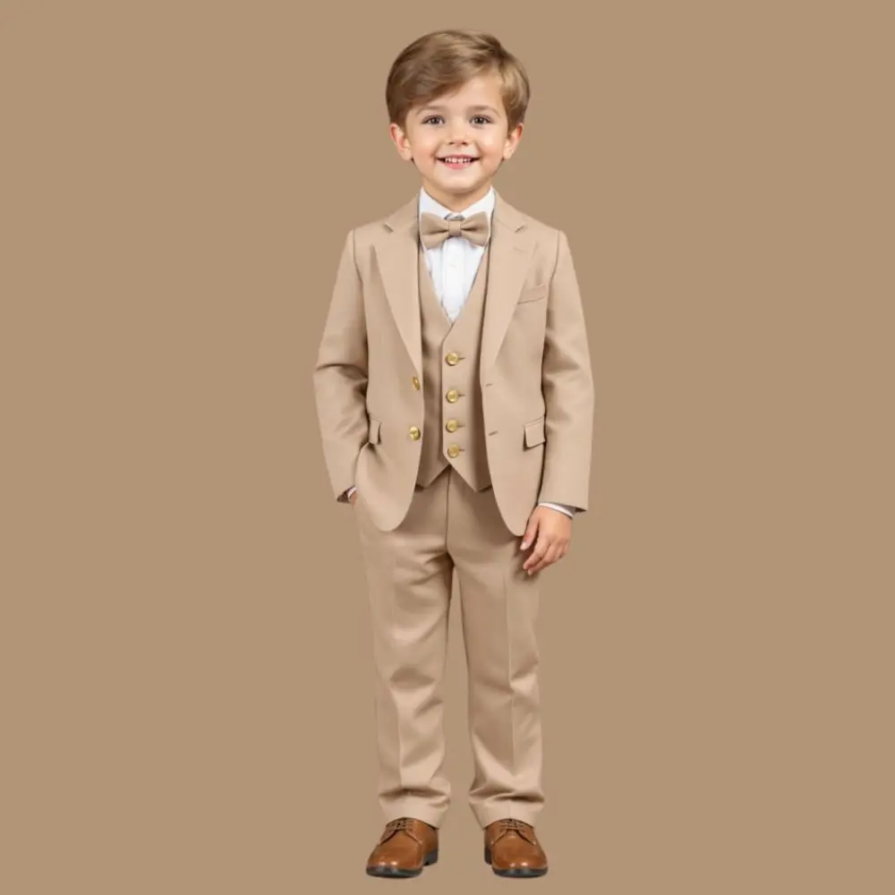 3 Pieces Boys Suits Kids Wedding Tuxedo Formal Birthday Party Wear Comfortable Custom Made Suit Set Smooth Texture Banquet Suit