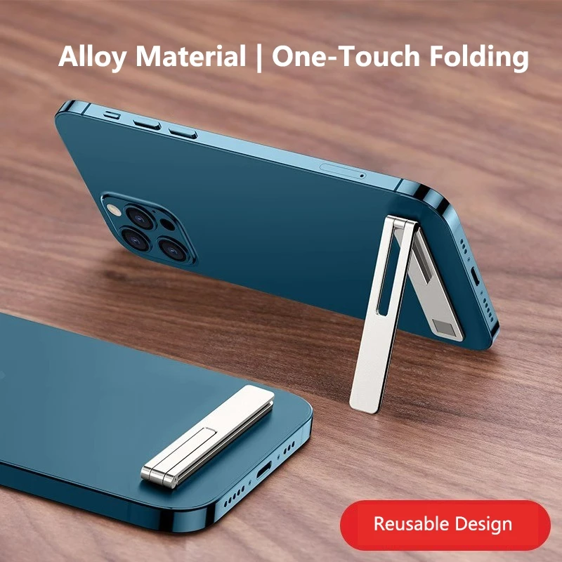 

Magnetic Ultra Thin Foldable Mobile Phone Holder Bracket Metal Alloy Desktop Cell Phone Stands Universal Phone Support Kickstand