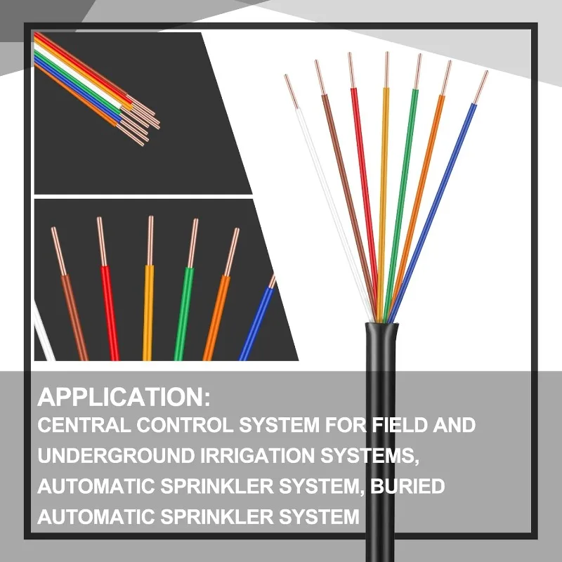 Solid Sprinkler System Wire, 18 Gauge Irrigation Wire with UV Resistant PVC Jacket Sprinkler Cable for Underground Irrigation