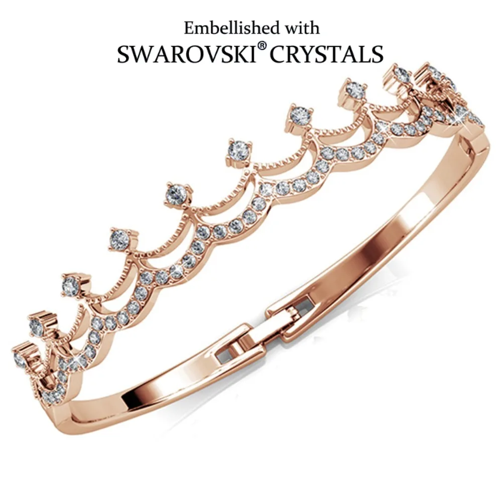 Daisini  Special Design Crown Clear Crystals from Swarovski Bangles Rose Gold Plated  Women Charm Exquisite Quality Bass Jewelry