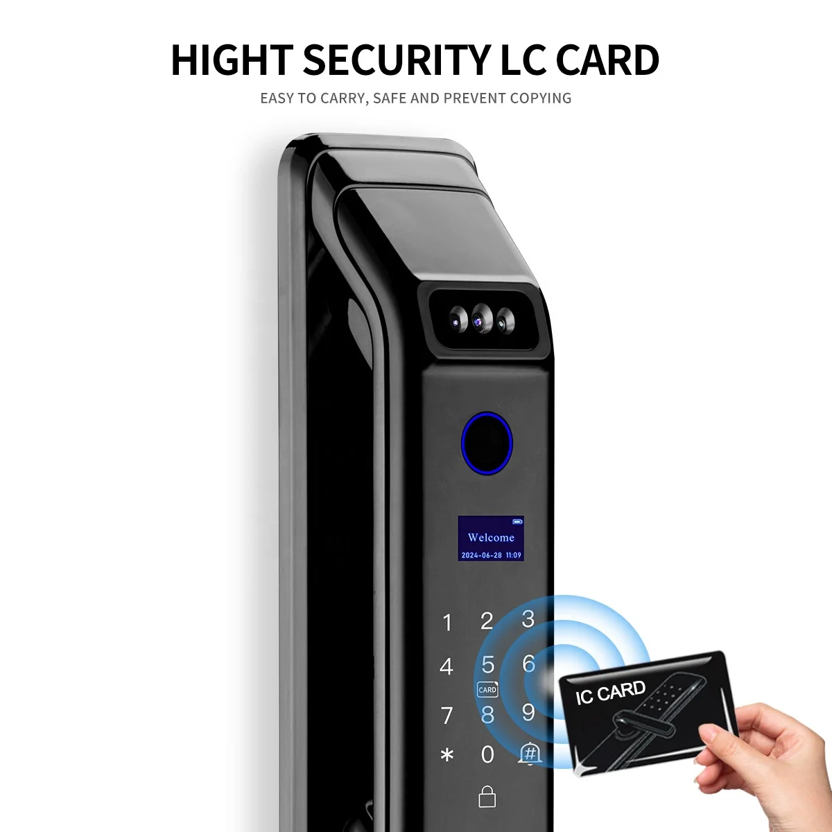 Security 3D Face Recognition APP TUYA WIFI Wooden Electronic Fingerprint Keyless Digital Lock Smart Home Door Lock With Camera