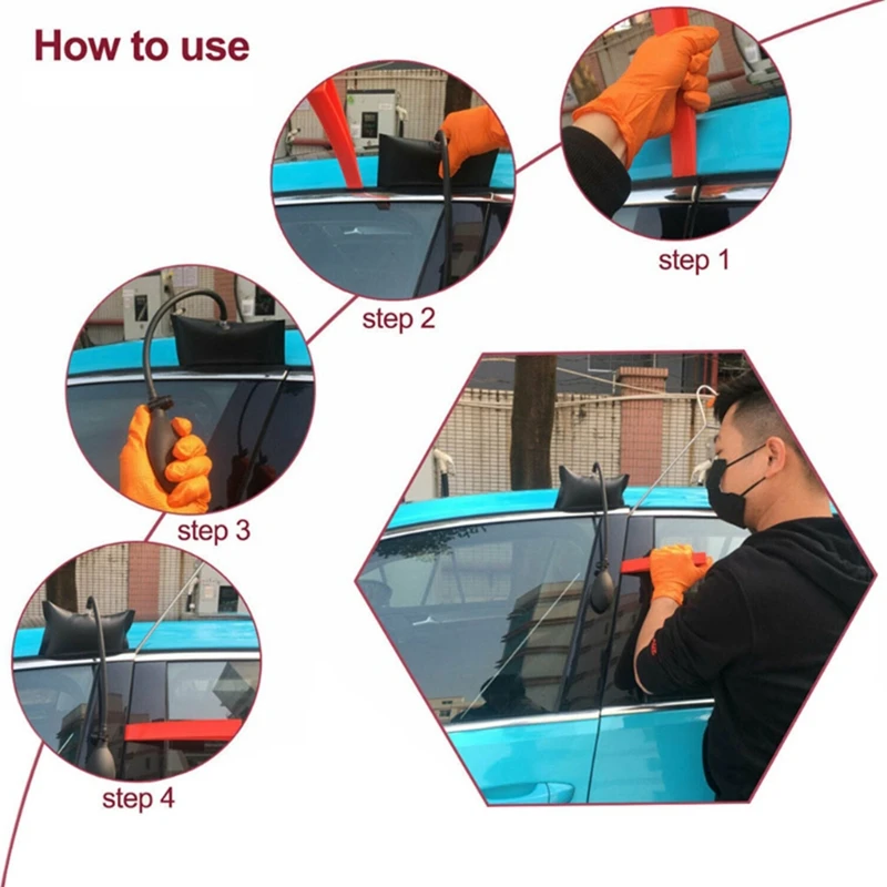 Porta do carro Abrir Desbloquear Tool Kit, Cunhas De Emergência Universal, Bomba De Ar, Bloqueio, Para Veículos, 14Pcs