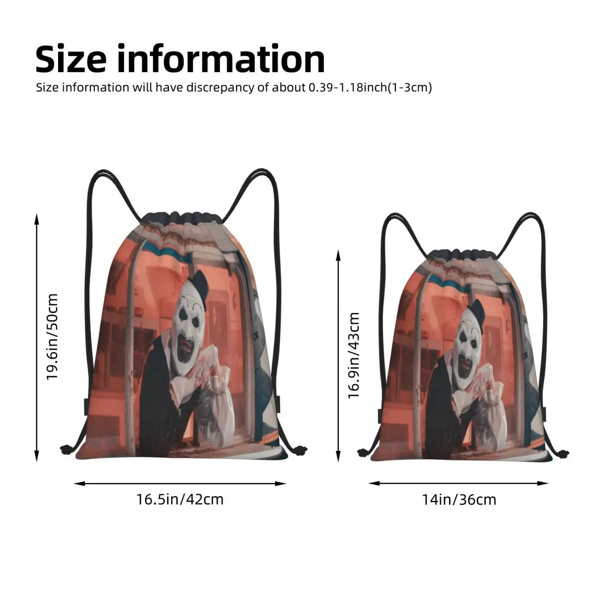 Sacs de rangement portables pour films d'horreur Terrifier, sacs à bandoulière de proximité, sacs à dos pour sports de plein air, voyage, gym, yoga