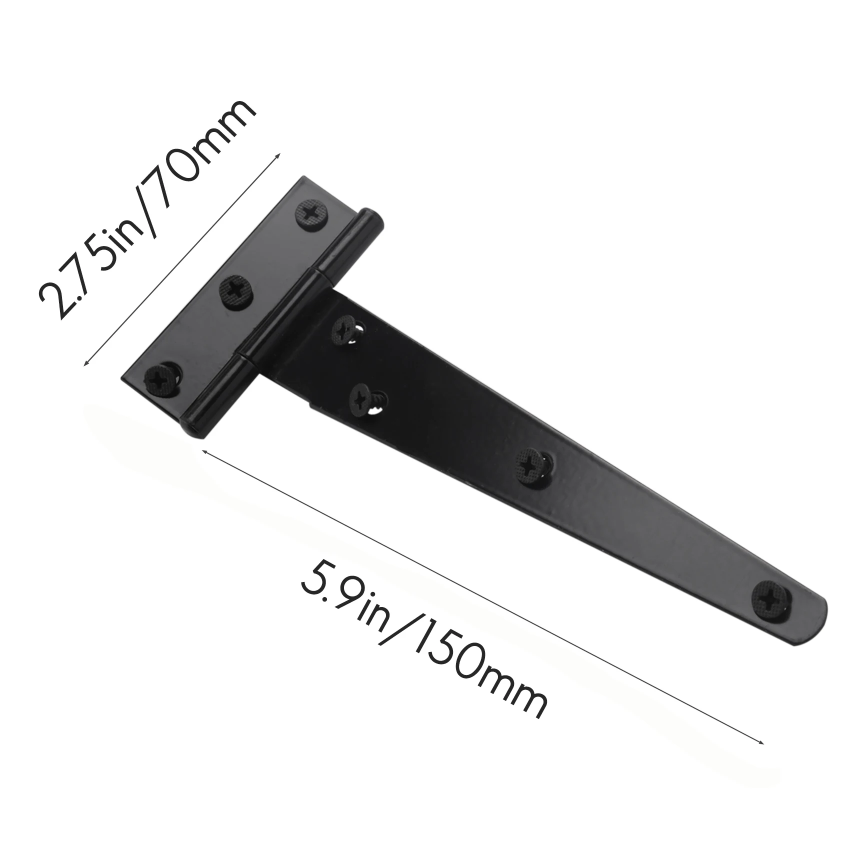 AMSC 4 PCS 6 인치 헤비 듀티 도어 경첩 T-스트랩 티 창고 경첩 게이트 경첩 나무 게이트 경첩 (검은색)