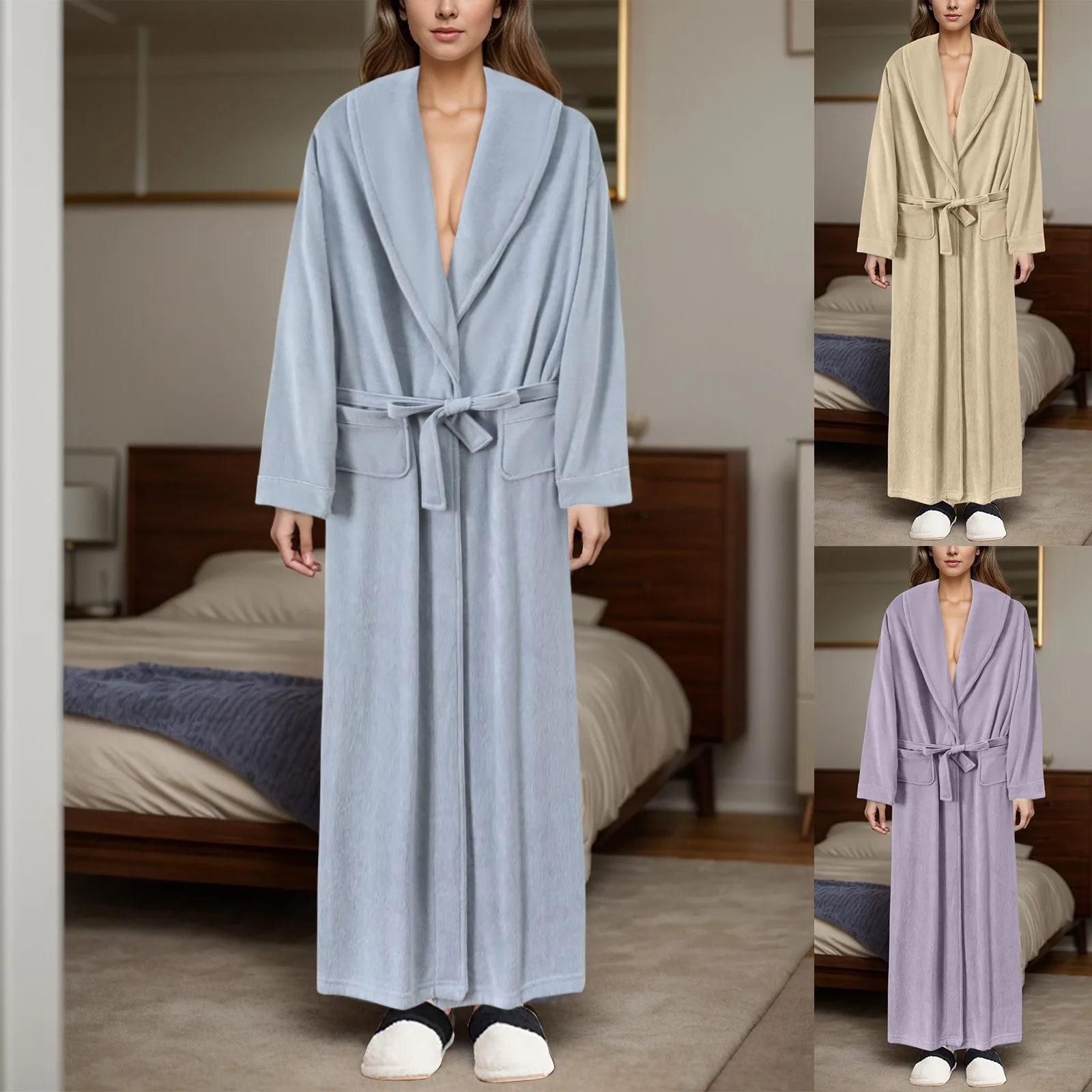 For Men And Women Nightrobe Sleepwear Male Casual Home Bathrobe Super Long Toweling Robe Lovers Soft Bath Robe Intimate Lingerie