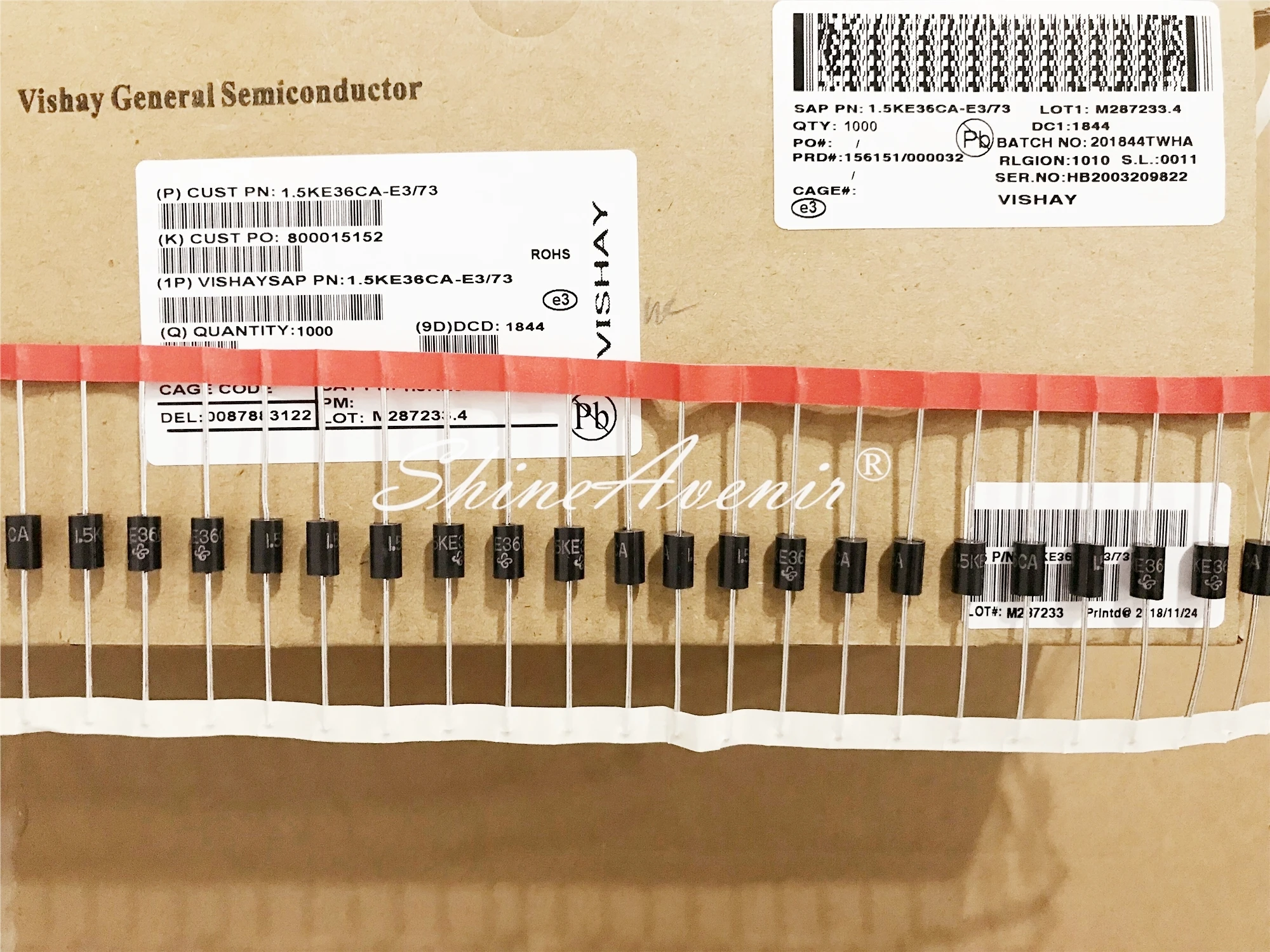 100PCS 1.5KE16CA 1.5KE18CA 1.5KE20CA 1.5KE22CA 1.5KE24CA 1.5KE27CA 1.5KE30CA 1.5KE33CA 1.5KE36CA DO-27 DO-201AD TVS New Original