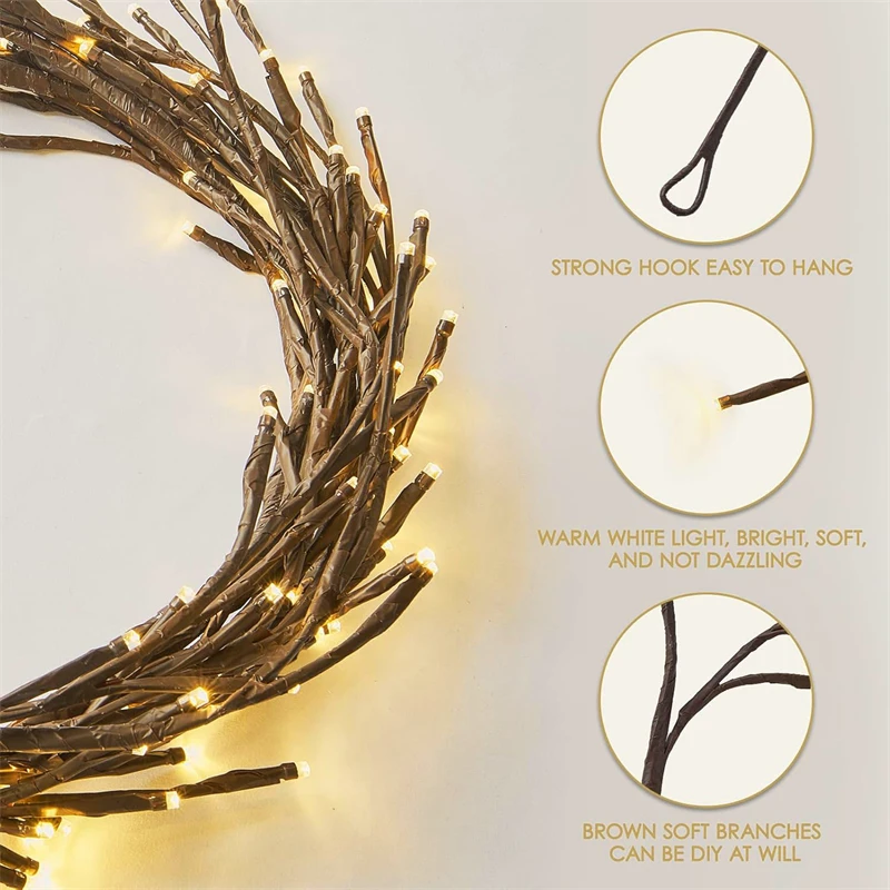 96 المصابيح الشمسية الصفصاف الكرمة ضوء في الهواء الطلق مقاوم للماء سلسلة الجنية ضوء 8 طرق الإضاءة ل جدار حديقة في الشرفة لتقوم بها بنفسك الزينة #5