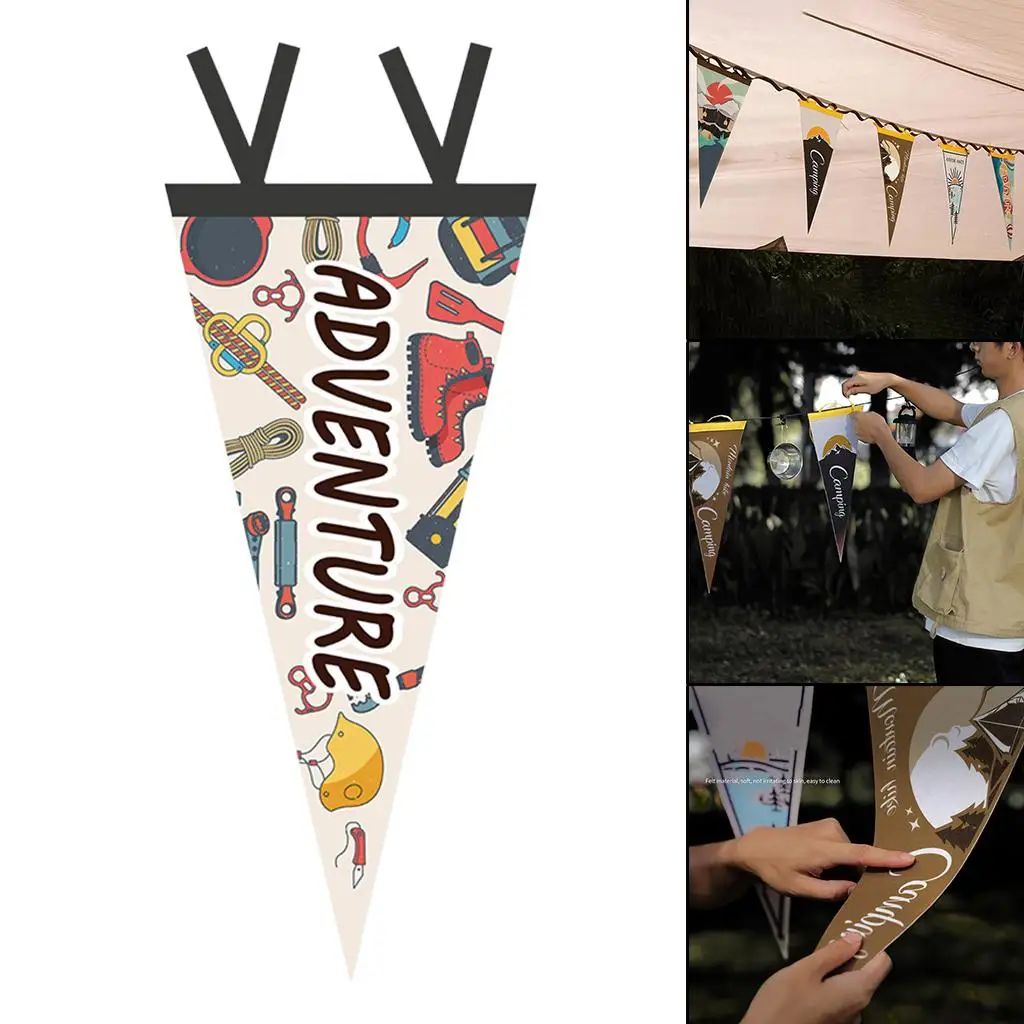 Outdoor Pennant Fabric Banner Hiking Backpacking Fishing Lawn Yard Backyard Garland Birthday Bunting Flags Wedding