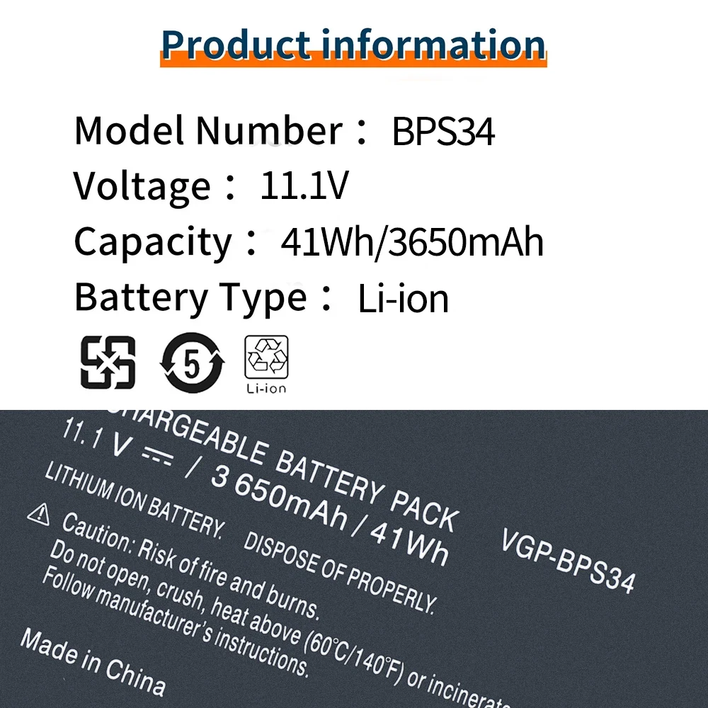 BVbh BPS34 Genuine BPS34 VGP-BPS34 VGP-BPL34 battery for Sony VAIO Fit 14 SVF14A 15 SVF15A 3650mah