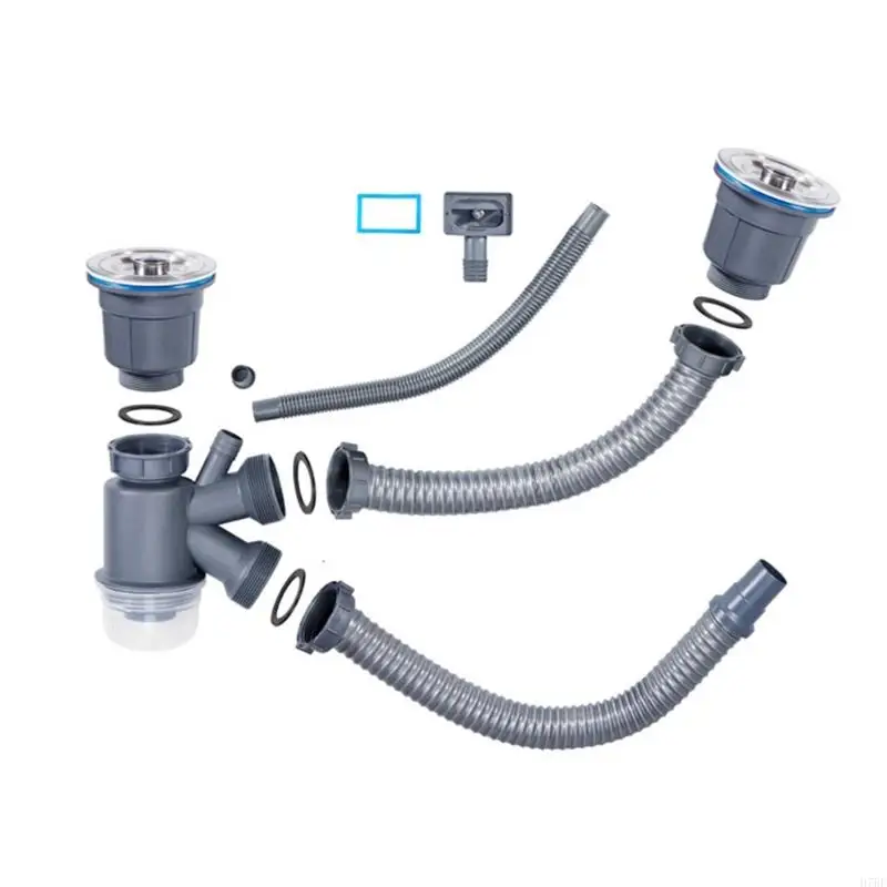 Description Picture 5 of itemH7BF Pack Of 2 Kitchen Sink Drain Set Featuring Removable Basket and Sealing Stoppers In Sturdy Stainless Steel Materials