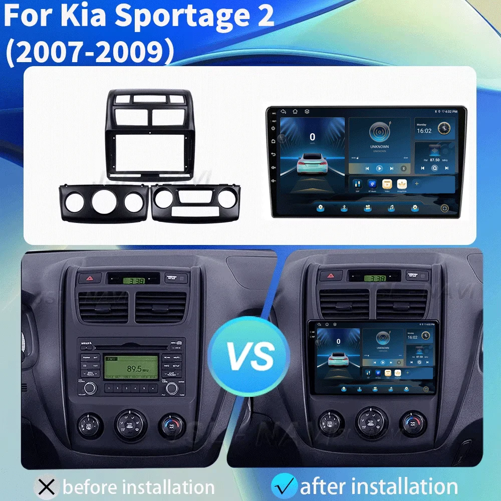 Radio de coche Android 15 para Kia Sportage 2 2007-2009 navegación GPS reproductor de vídeo Multimedia estéreo inalámbrico Carplay