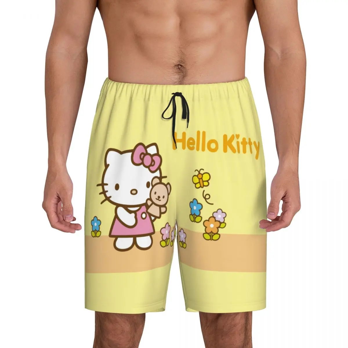 

Custom Cartoon Anime Hello Kitty Pajama Shorts Sleepwear Men Elastic Waistband Sleep Lounge Short Pjs with Pockets