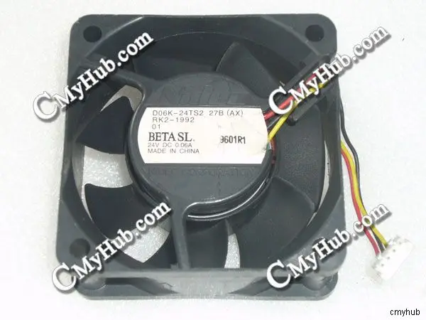 For Nidec D06K-24TS2 27B AX RK2-1992 DC24V 0.06A 6025 6CM 60mm 60x60x25mm 4Pin Cooling Fan D06K-24TS2 27B AX RK2-1992