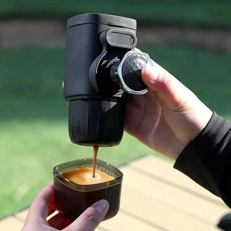 

Small Portable Coffee Press Machine Hand Operated Italian Style Espresso Maker Capsule Powder Use Household Travel Outdoor