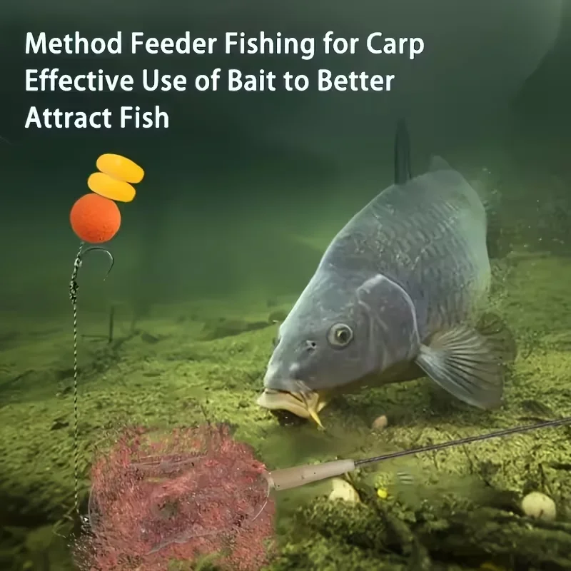 Hochleistungs-Karpfenfutterkorb-Set – Offener Köderkorb mit integriertem Bleikern + Anti-Tangle-Haarklammer, 20g-60g Method Feeder, ideal für – Detail 5